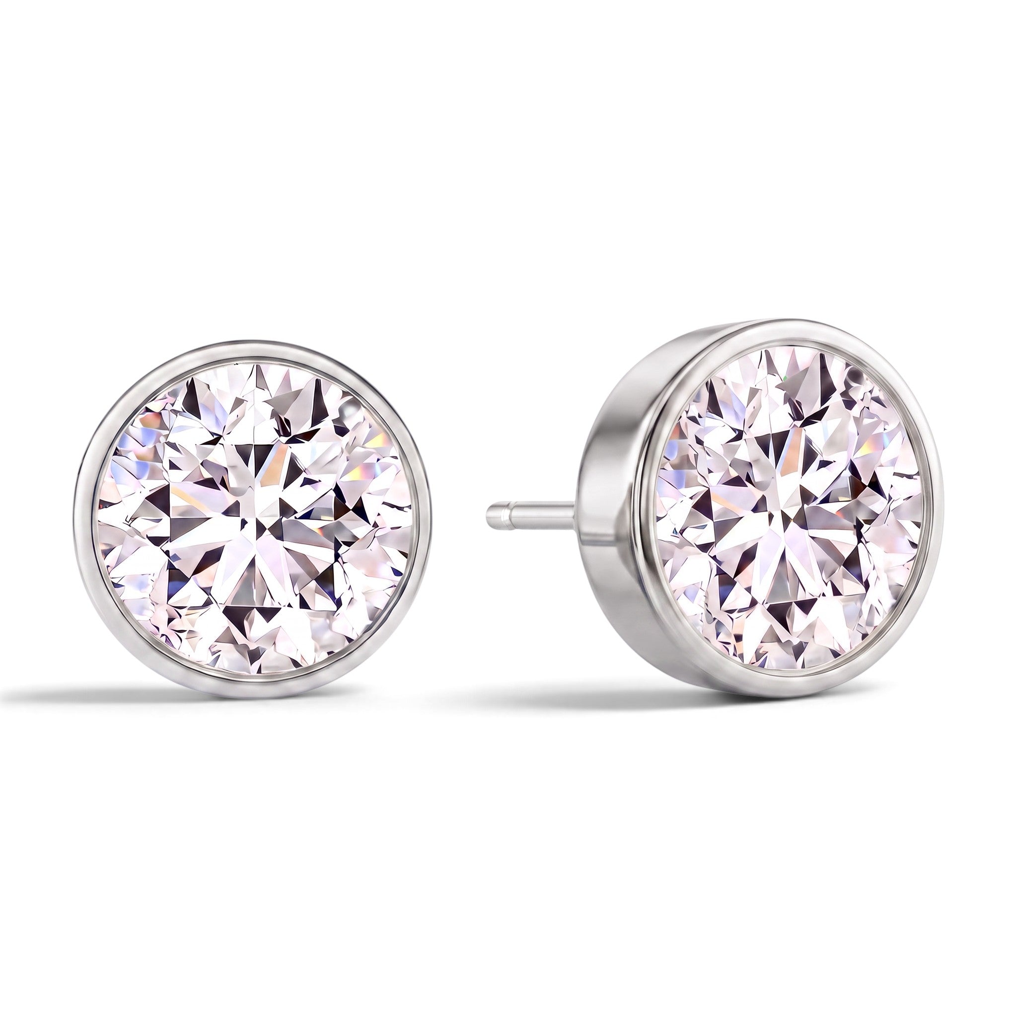 La Ronde® Bezel Diamond Stud Earrings, Platinum