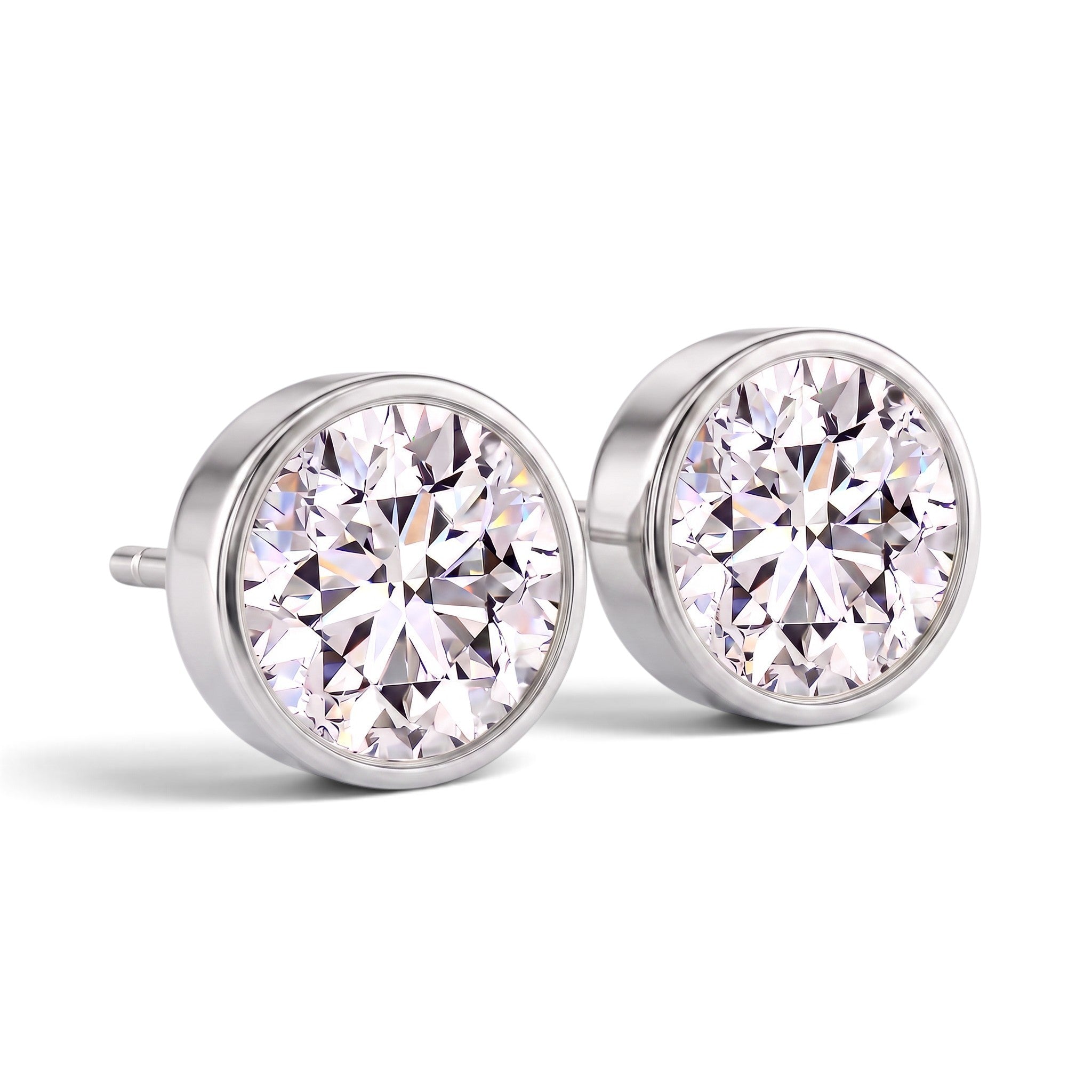 La Ronde® Bezel Diamond Stud Earrings, Platinum