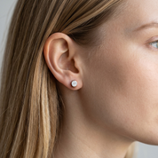 La Ronde® Bezel Diamond Stud Earrings, 14K White Gold