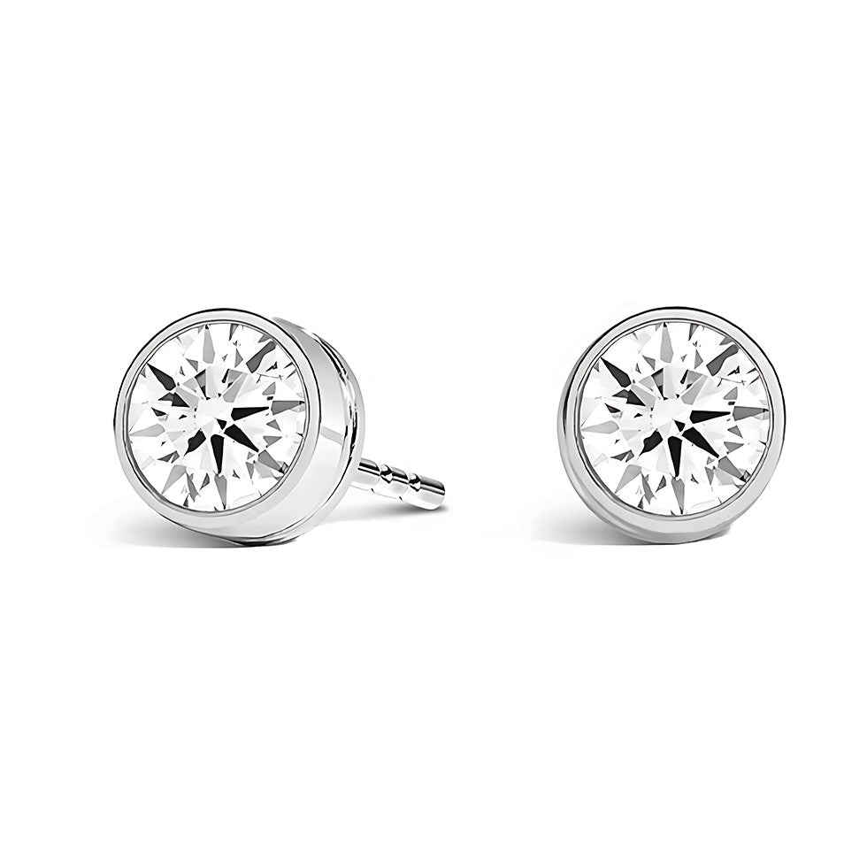La Ronde® Bezel Diamond Stud Earrings, Platinum