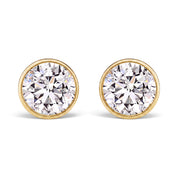 La Ronde® Bezel Diamond Stud Earrings, 14K Yellow Gold