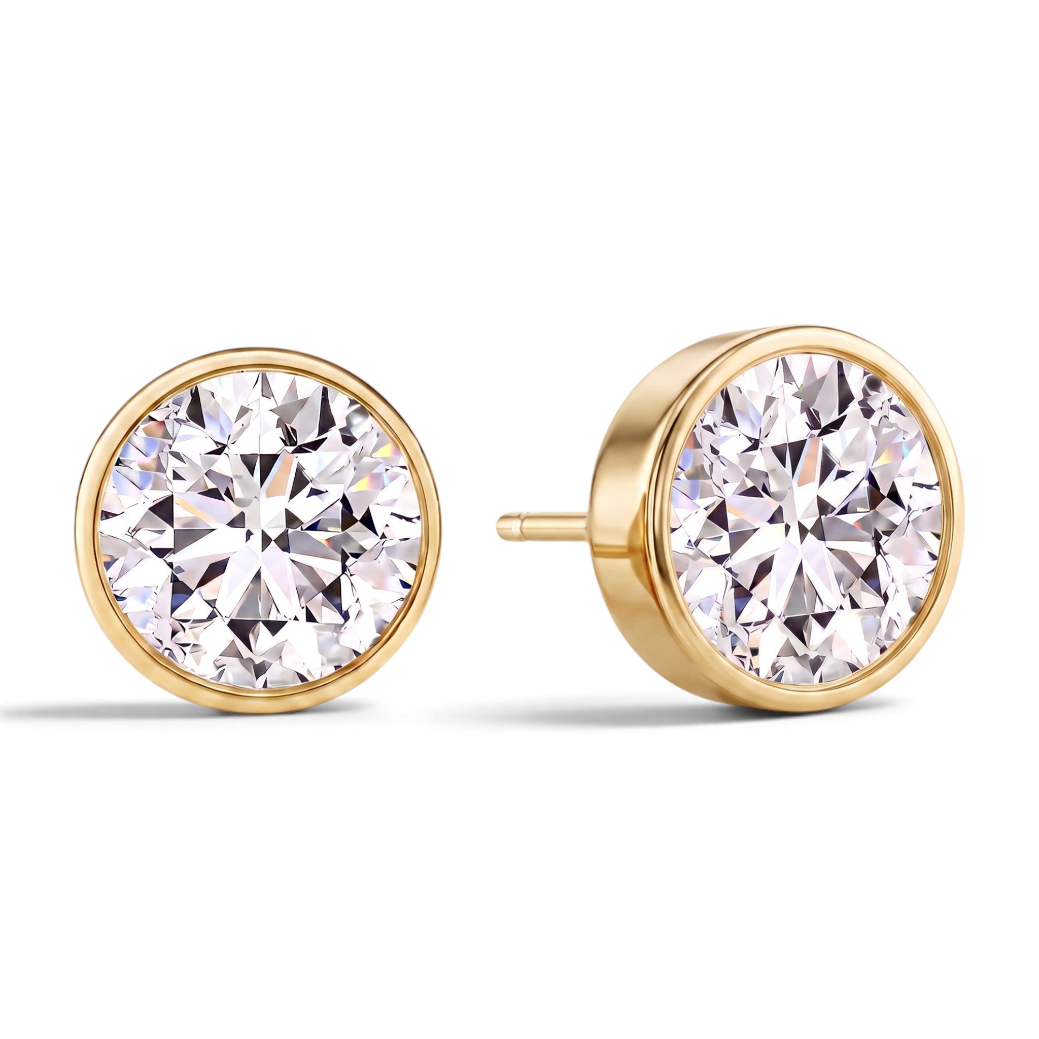 La Ronde® Bezel Diamond Stud Earrings, 14K Yellow Gold