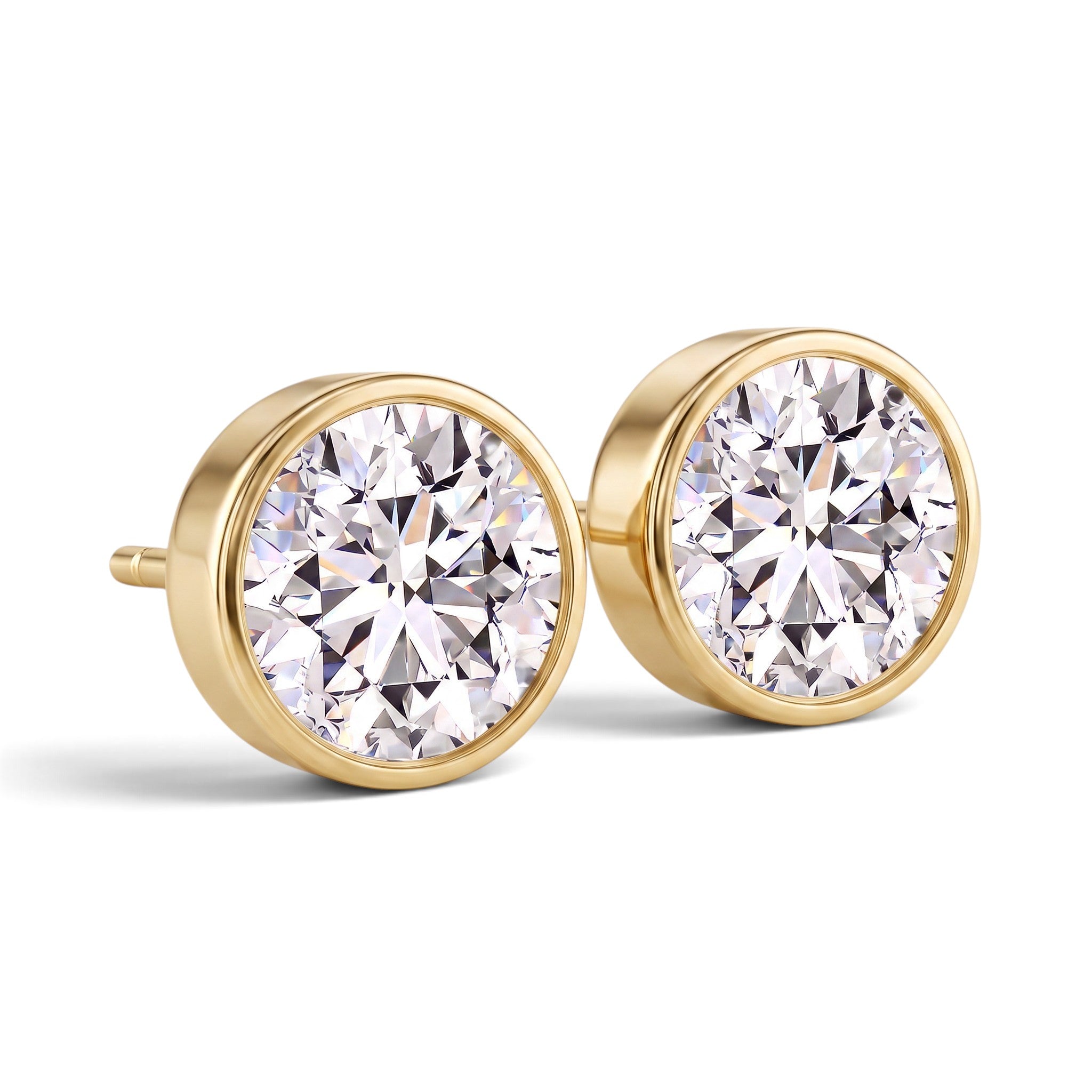 La Ronde® Bezel Diamond Stud Earrings, 14K Yellow Gold