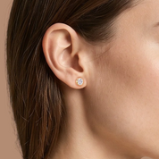 La Ronde® Bezel Diamond Stud Earrings, Gold Vermeil
