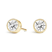 La Ronde® Bezel Diamond Stud Earrings, 14K Yellow Gold