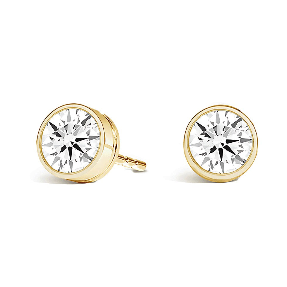 La Ronde® Bezel Diamond Stud Earrings, 14K Yellow Gold