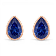 La Poire® Bezel Sapphire Stud Earrings, 14K Rose Gold