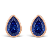 La Poire® Bezel Sapphire Stud Earrings, 14K Rose Gold