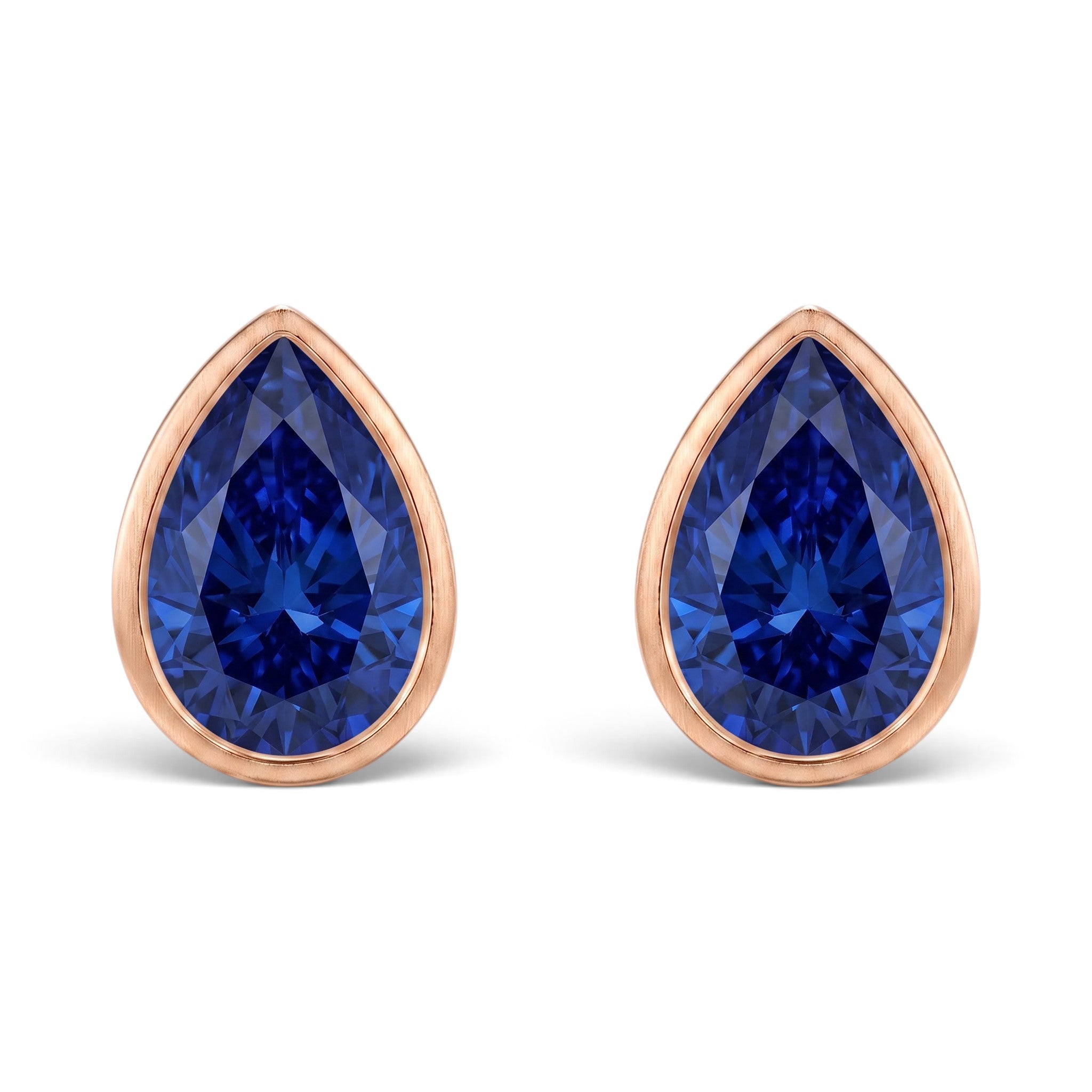 La Poire® Bezel Sapphire Stud Earrings, 14K Rose Gold