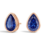 La Poire® Bezel Sapphire Stud Earrings, 14K Rose Gold