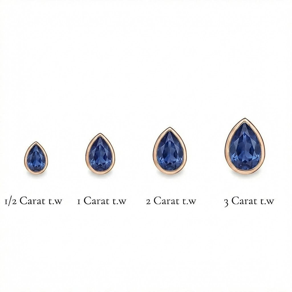La Poire® Bezel Sapphire Stud Earrings, 14K Rose Gold