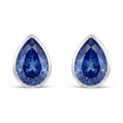 La Poire® Bezel Sapphire Stud Earrings, Sterling Silver