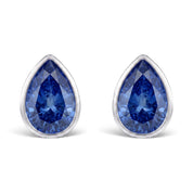 La Poire® Bezel Sapphire Stud Earrings, Sterling Silver