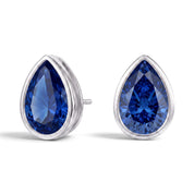 La Poire® Bezel Sapphire Stud Earrings, Sterling Silver