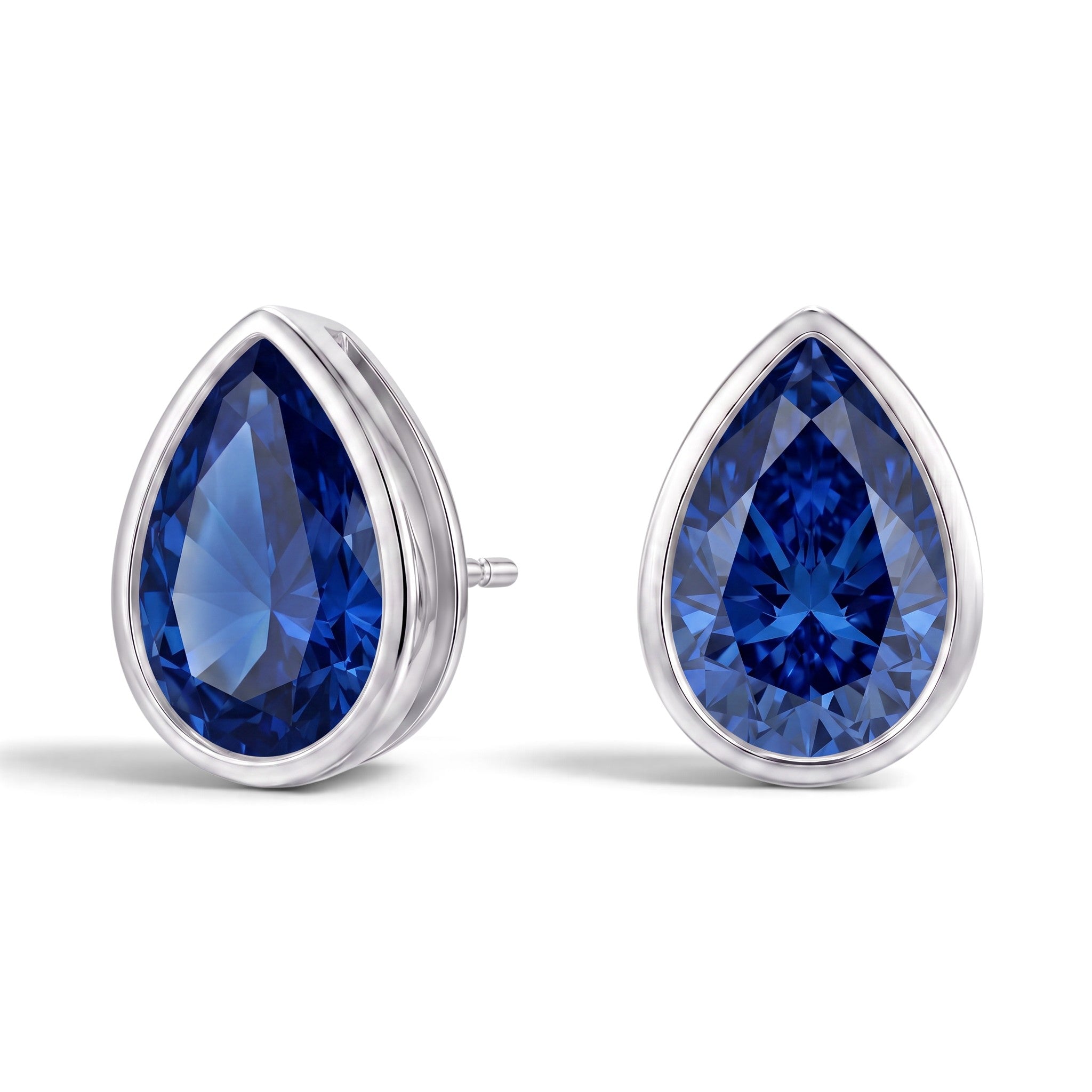La Poire® Bezel Sapphire Stud Earrings, Sterling Silver