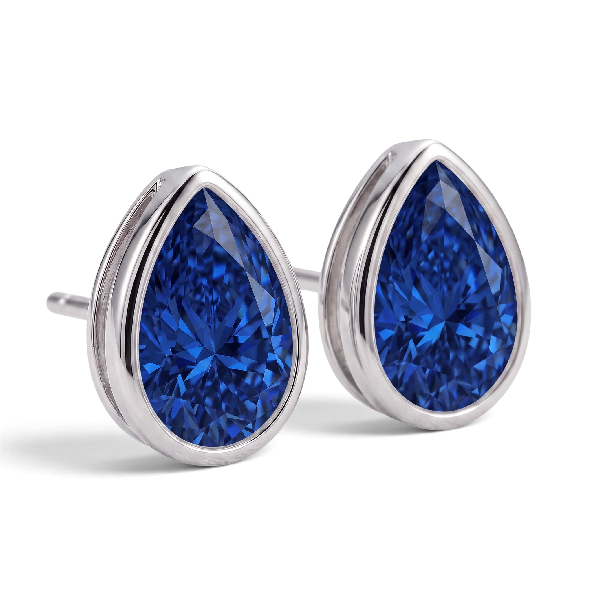 La Poire® Bezel Sapphire Stud Earrings, Sterling Silver