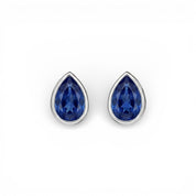La Poire® Bezel Sapphire Stud Earrings, Sterling Silver