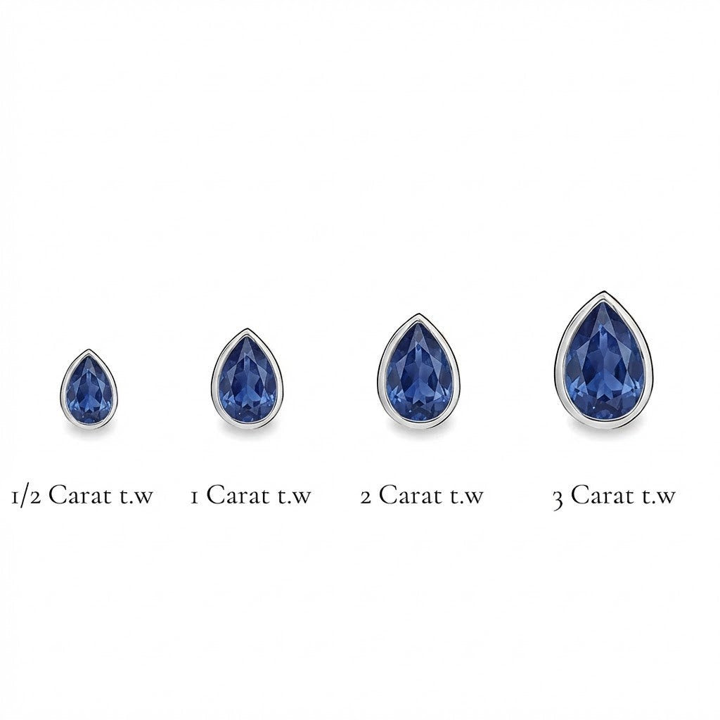 La Poire® Bezel Sapphire Stud Earrings, 14K White Gold
