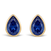 La Poire® Bezel Sapphire Stud Earrings, 14K Yellow Gold