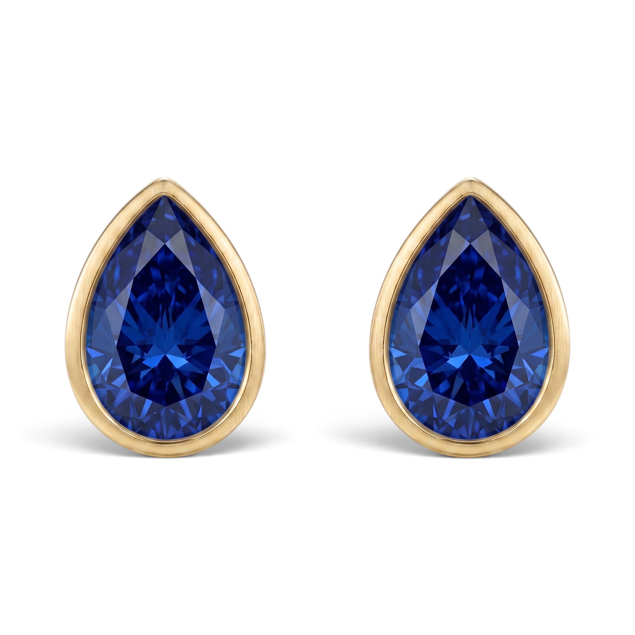 La Poire® Bezel Sapphire Stud Earrings, 14K Yellow Gold