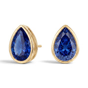 La Poire® Bezel Sapphire Stud Earrings, 14K Yellow Gold
