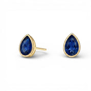 La Poire® Bezel Sapphire Stud Earrings, 14K Yellow Gold
