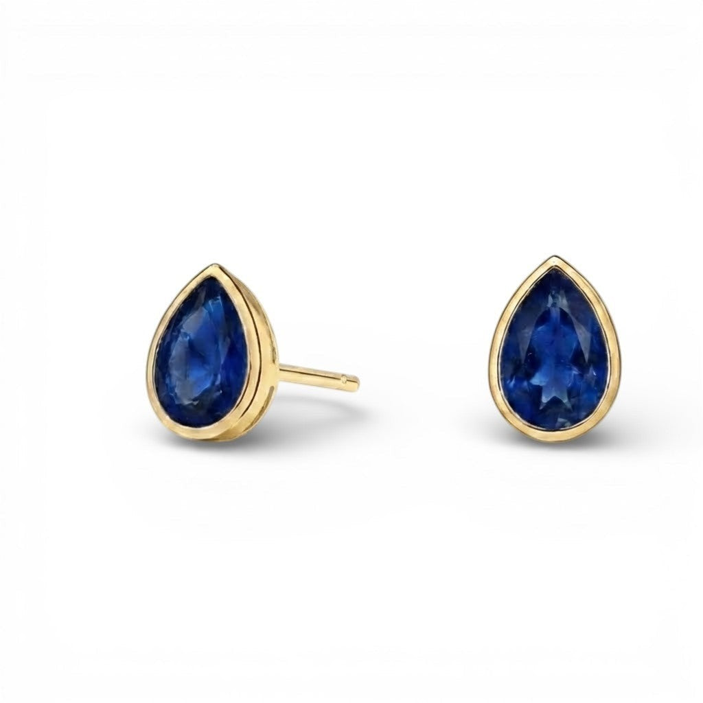 La Poire® Bezel Sapphire Stud Earrings, Gold Vermeil