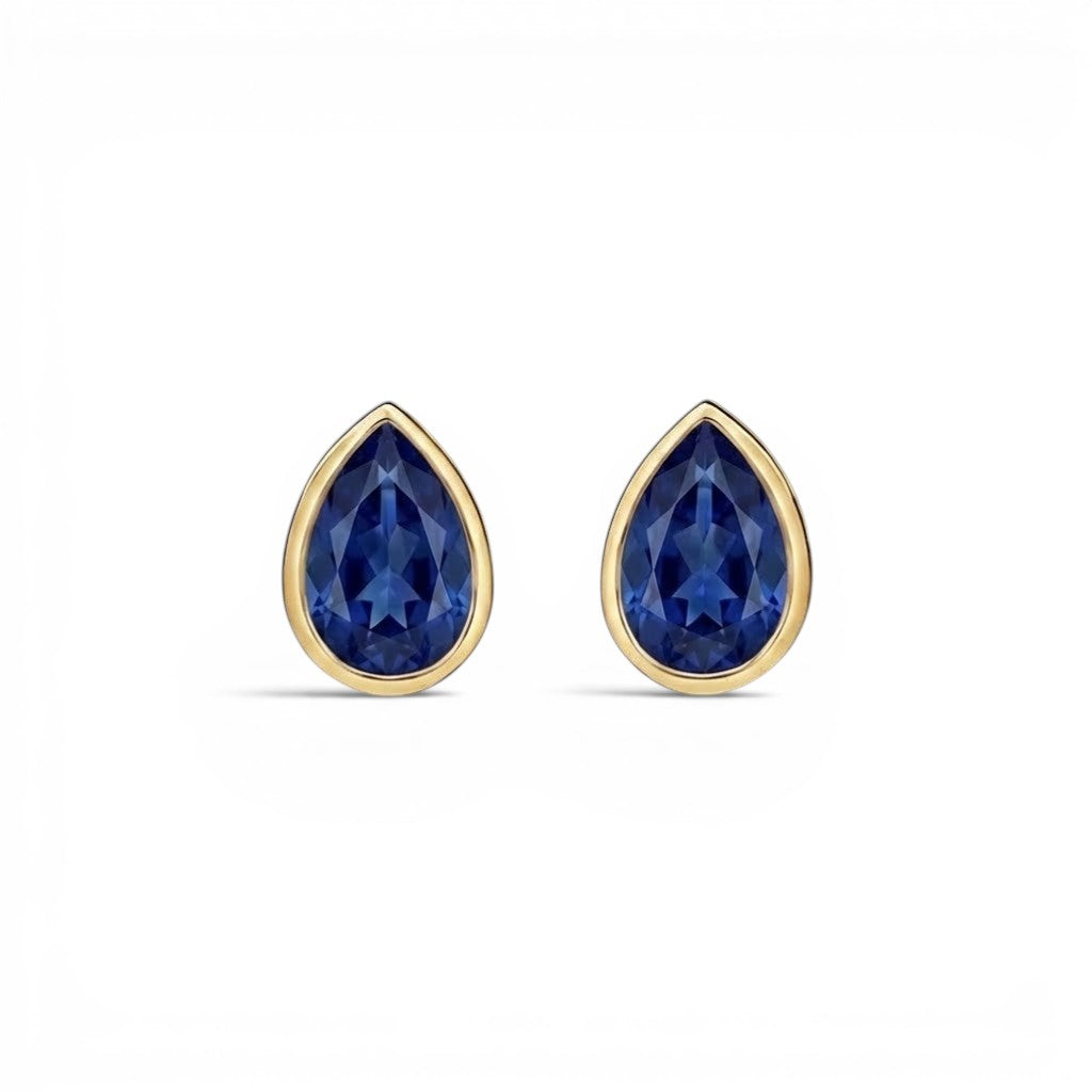 La Poire® Bezel Sapphire Stud Earrings, Gold Vermeil