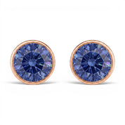 La Ronde® Bezel Sapphire Stud Earrings, 14K Rose Gold