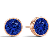 La Ronde® Bezel Sapphire Stud Earrings, 14K Rose Gold