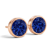 La Ronde® Bezel Sapphire Stud Earrings, 14K Rose Gold