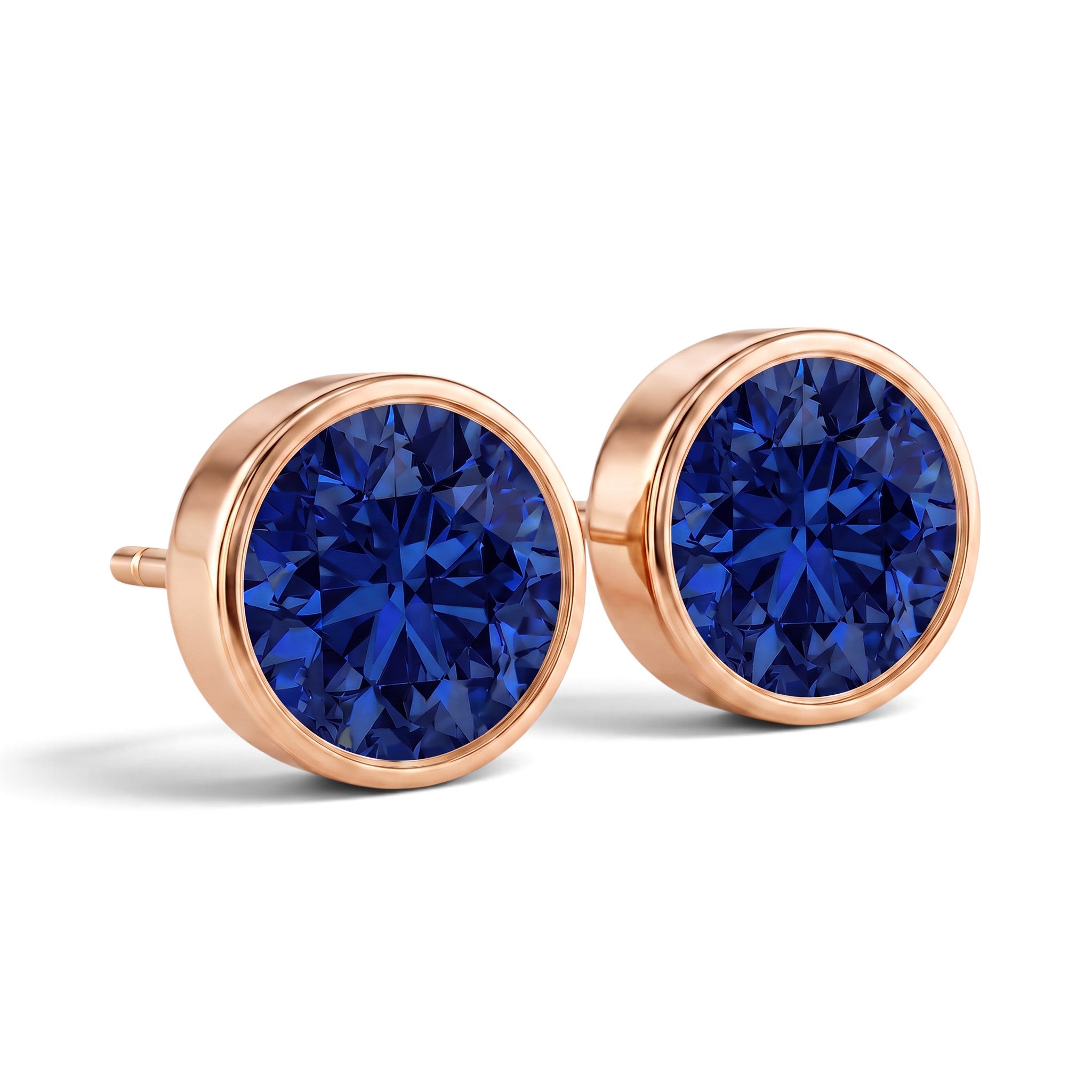 La Ronde® Bezel Sapphire Stud Earrings, 14K Rose Gold