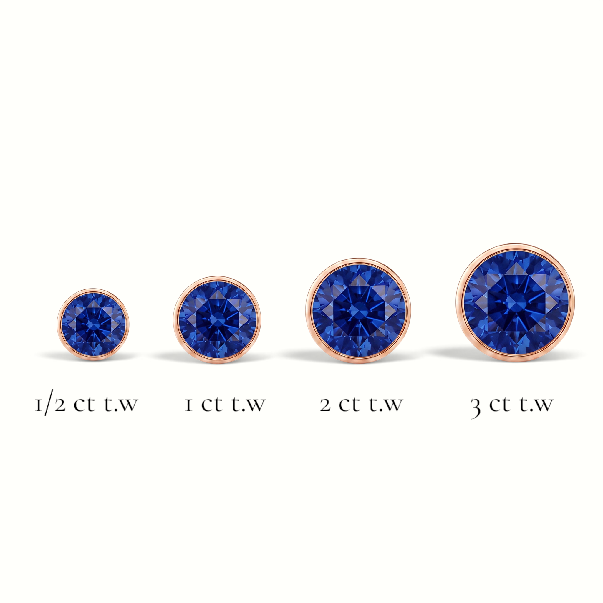 La Ronde® Bezel Sapphire Stud Earrings, 14K Rose Gold