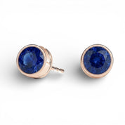 La Ronde® Bezel Sapphire Stud Earrings, 14K Rose Gold