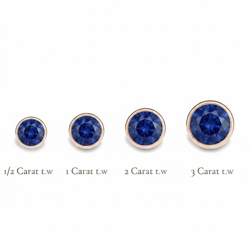 La Ronde® Bezel Sapphire Stud Earrings, 14K Rose Gold