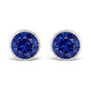 La Ronde® Bezel Sapphire Stud Earrings, Sterling Silver