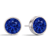 La Ronde® Bezel Sapphire Stud Earrings, Sterling Silver