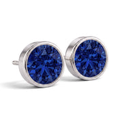 La Ronde® Bezel Sapphire Stud Earrings, Sterling Silver