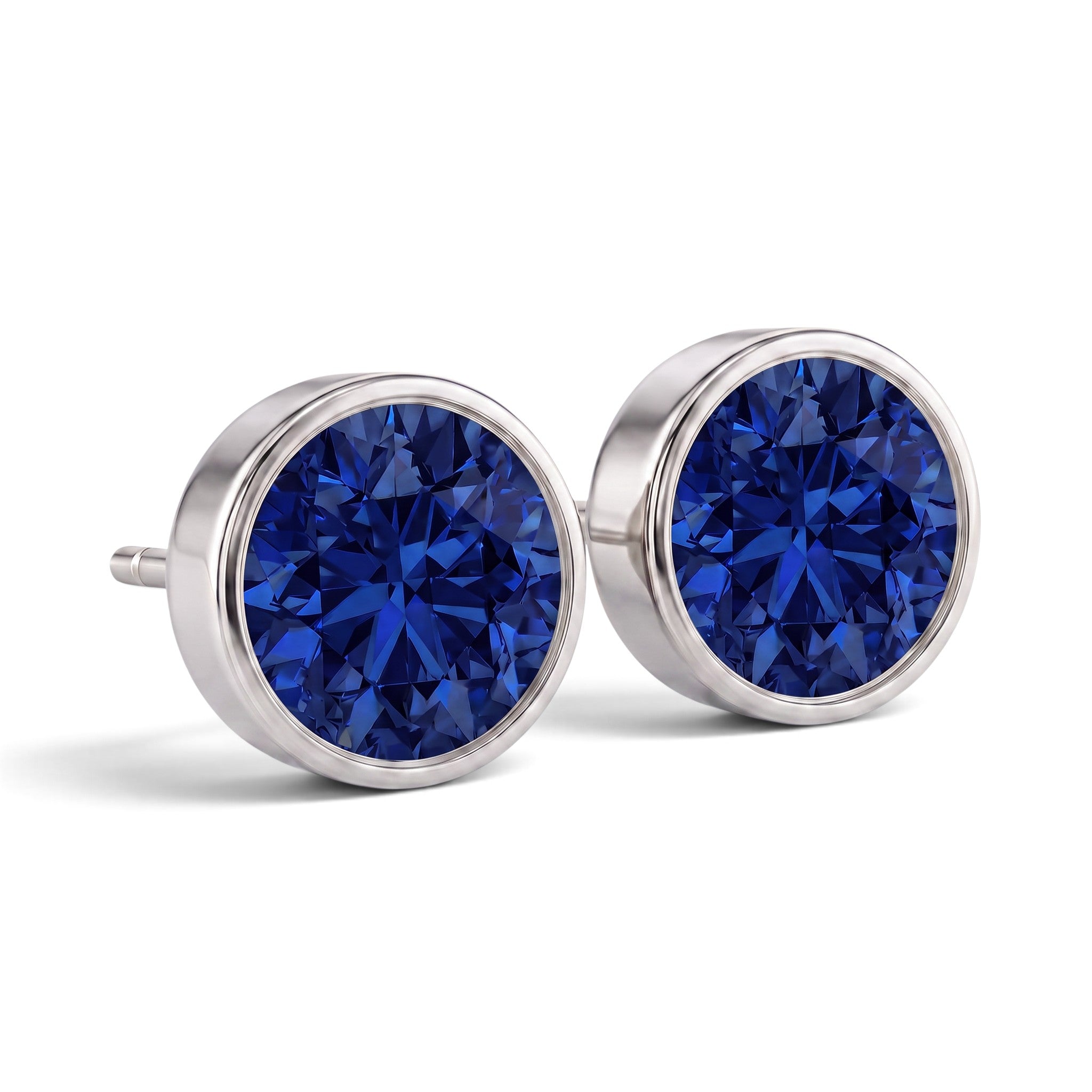 La Ronde® Bezel Sapphire Stud Earrings, Sterling Silver