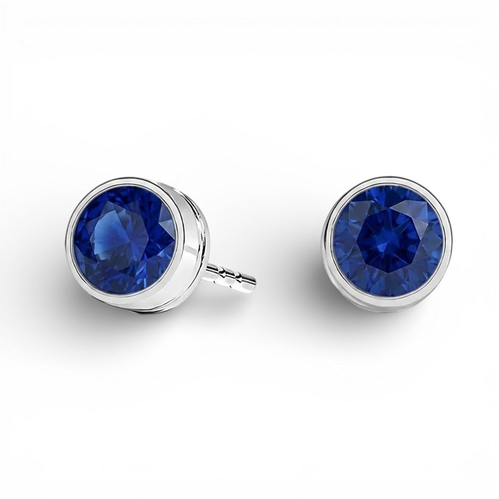 La Ronde® Bezel Sapphire Stud Earrings, Sterling Silver