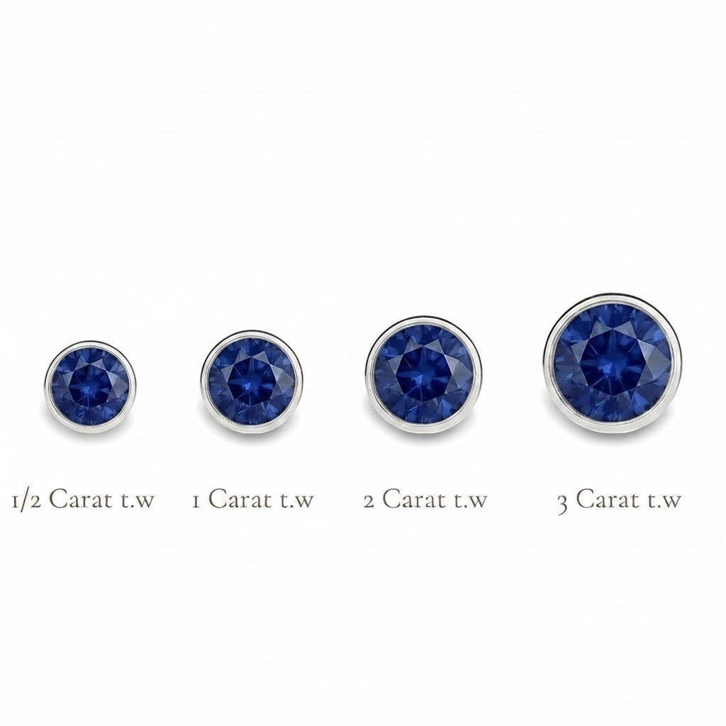 La Ronde® Bezel Sapphire Stud Earrings, Sterling Silver