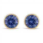 La Ronde® Bezel Sapphire Stud Earrings, 14K Yellow Gold