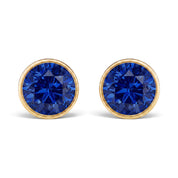 La Ronde® Bezel Sapphire Stud Earrings, 14K Yellow Gold