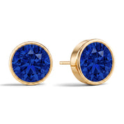 La Ronde® Bezel Sapphire Stud Earrings, 14K Yellow Gold