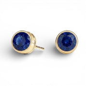 La Ronde® Bezel Sapphire Stud Earrings, 14K Yellow Gold
