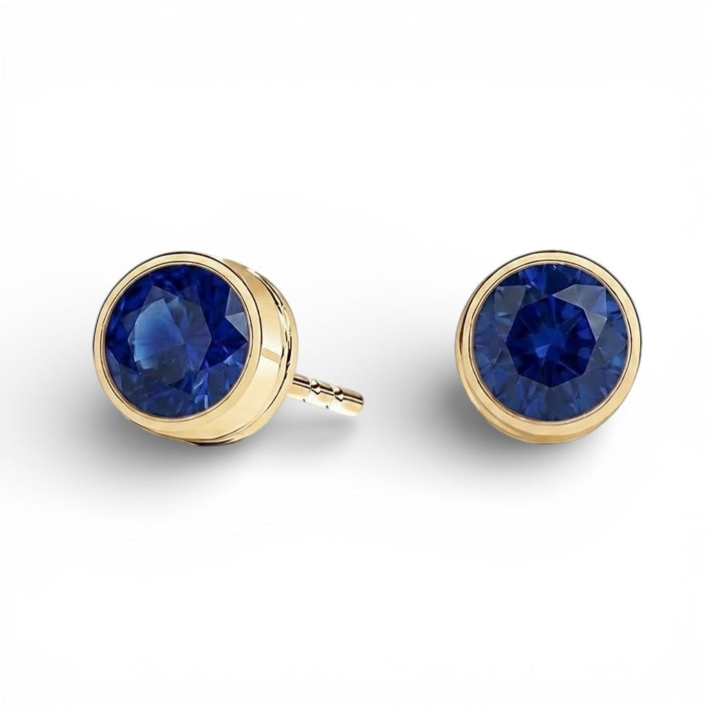 La Ronde® Bezel Sapphire Stud Earrings, Gold Vermeil