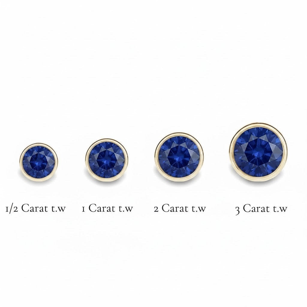 La Ronde® Bezel Sapphire Stud Earrings, 14K Yellow Gold