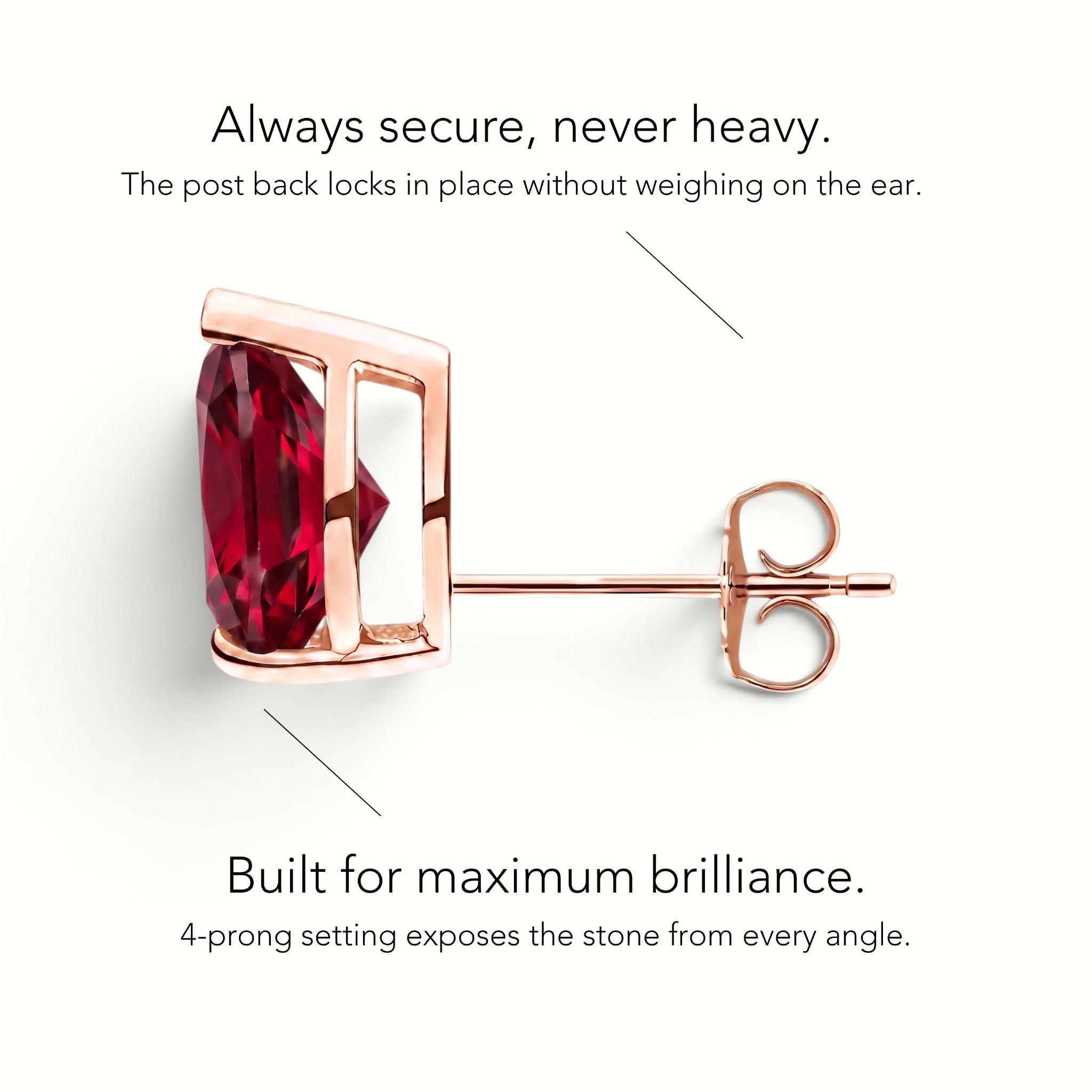 La Poire® Ruby Stud Earrings, 14K Rose Gold