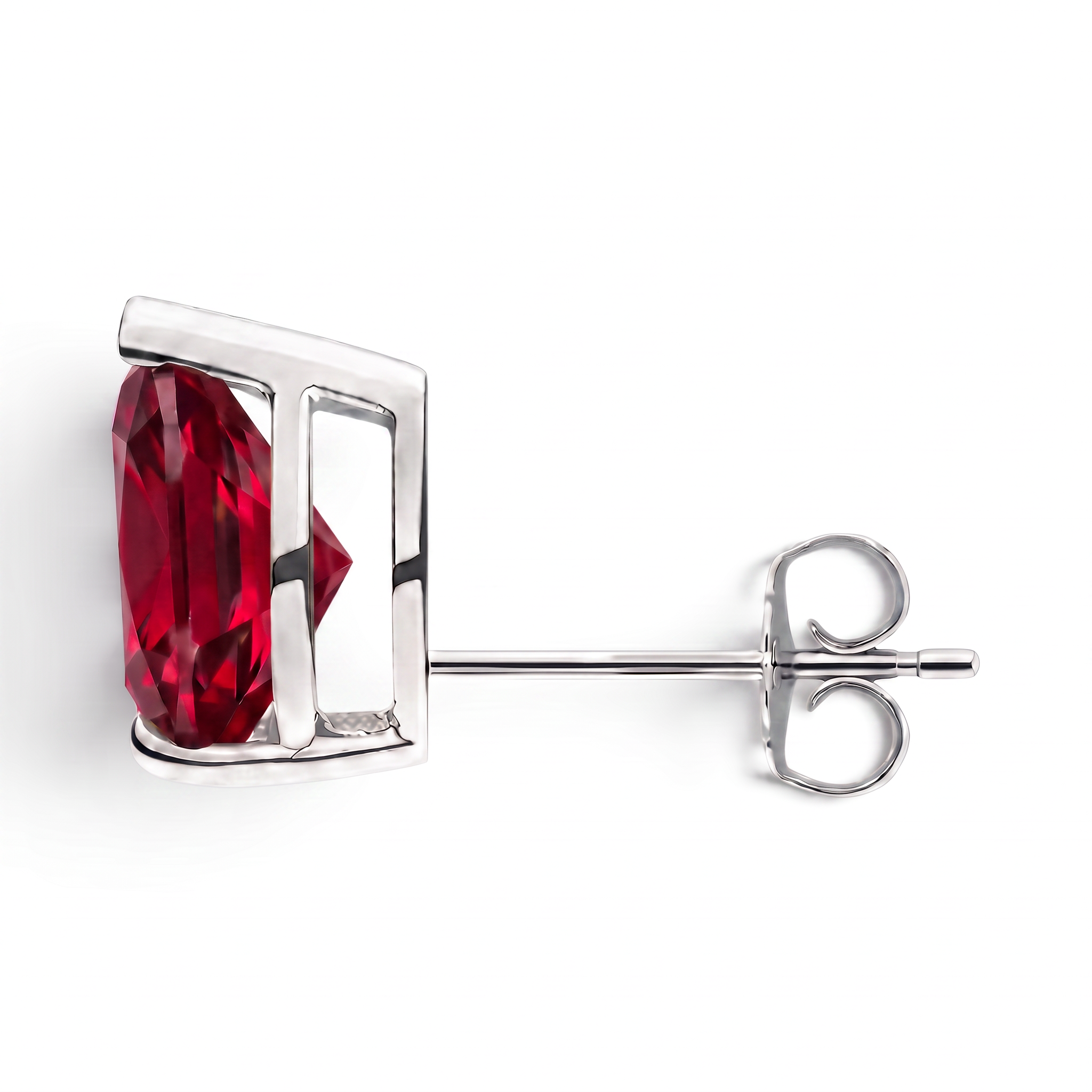 La Poire® Ruby Stud Earrings, 14K White Gold