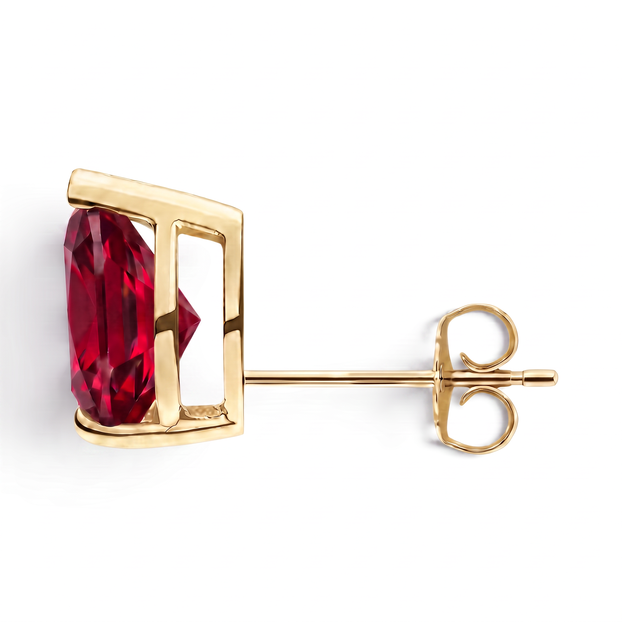 La Poire® Ruby Stud Earrings, 14K Yellow Gold